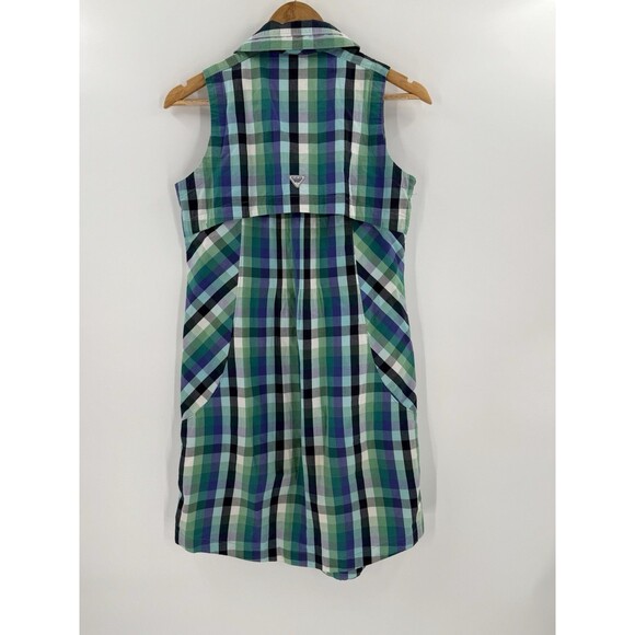 Columbia Super Bonehead PFG Dress MEDIUM Plaid Sleeveless 1/2 Button Down - Picture 3 of 16